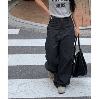 stripe denim pants