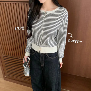 [Cinched Waist!/Loose Fit~] Effortlessly Chic Striped Spring Cardigan