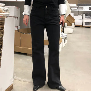 Eight Women's Black Blue Cut-Line Bootcut Denim