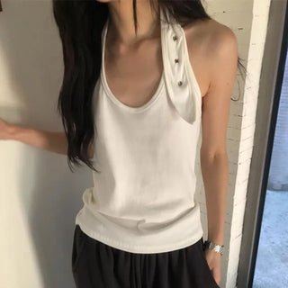 Eyelet Halter Layered Sleeveless Top 4 Colors