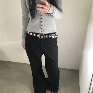 Wide Bootcut Cotton Pants