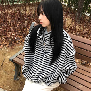 Half Stripe Teddy Fleece