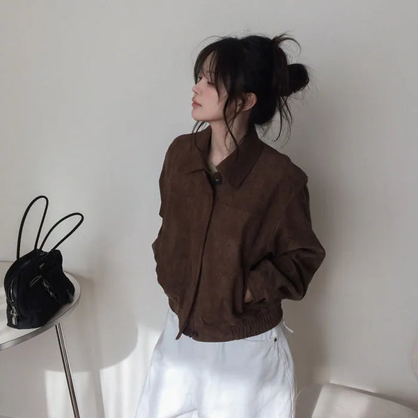 Taining Crop Leather Jacket