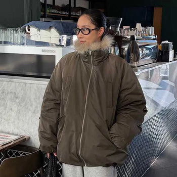 26 Unisex fur-trimmed padded field jacket