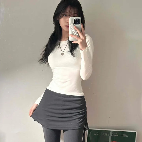 Minimal Layered Skirt Leggings Pants