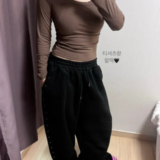 Studded Fleece-lined Pants