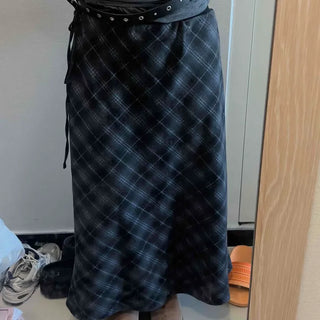Check Mermaid Long Skirt