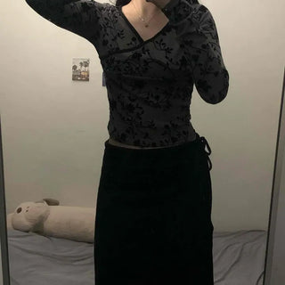 Dark Floral Slim Long Sleeve T-shirt