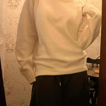 Round Neck Basic Fluffy Knit