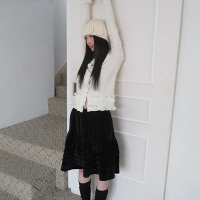 Velvet midi skirt (2 colors)