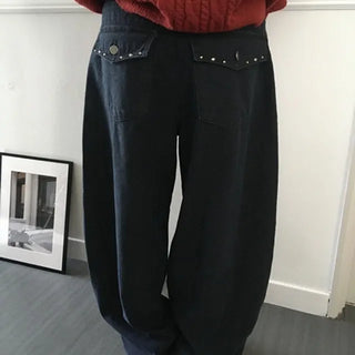 *Pinter Mood* Washed Back Pocket Wide Pants