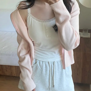 Layered Button Lace Sleeveless Top