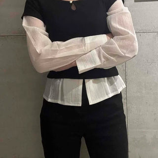 Basic V-neck Ribbon Shirt Blouse