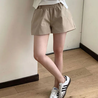 Cotton 3/4 Length Shorts Elastic Waist Shorts  Spring Summer Shorts