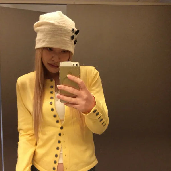 Slim button cardigan