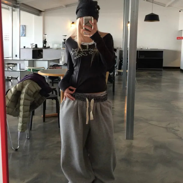 Check banding sweatpants