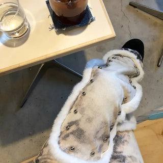 Leopard pearl fur pants