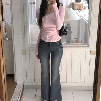 Fria Glam Washed Bootcut Denim Long Pants