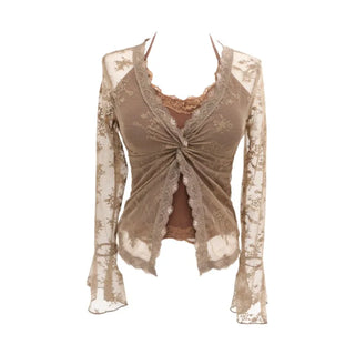 lace halter neck blouse(3colors)
