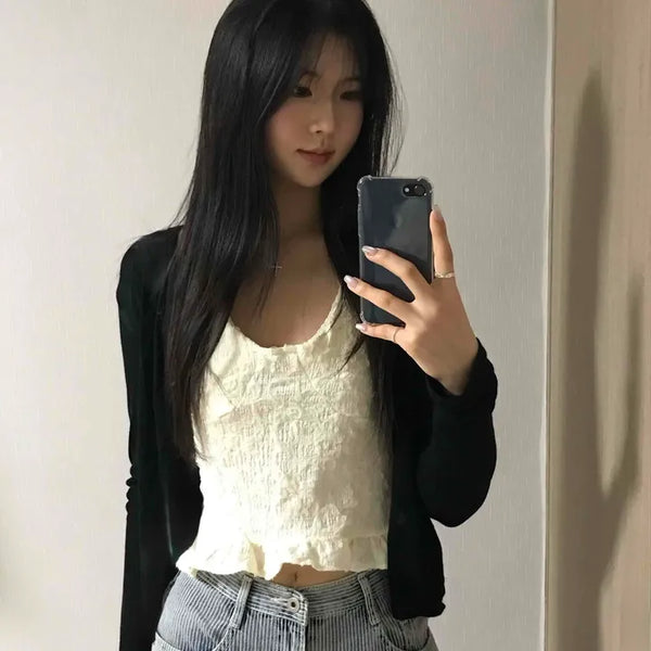 Jacquard Touch Camisole V-Neck Blouse
