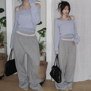 Teenys Waffle Elastic Waist Wide Pants