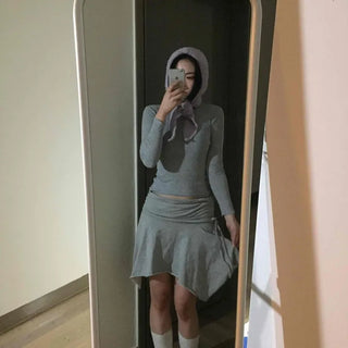 Ruffle Drop Flare Mini Skirt