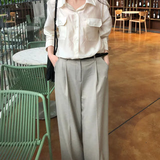 Beurre Women's Wool Herringbone Wide Pintuck Spring Slacks