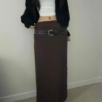 Maxi Shirred Straight Long Skirt