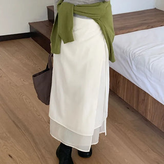 Chiffon Layered Wrap Long Skirt