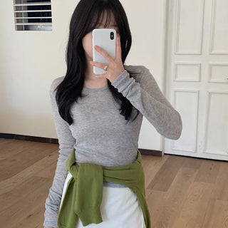 Delicate Fit See-through Layered Long Sleeve Tee