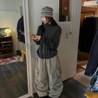 Send Side Knit Zip-up