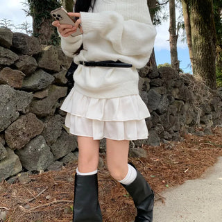 [Lined Pants] Evening Suede Back-Elastic Mini Skirt