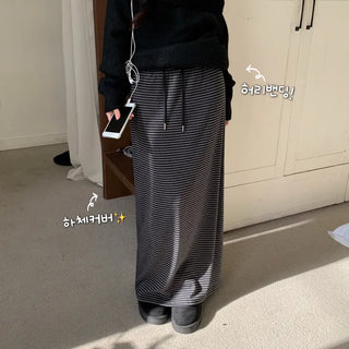 [Slim Waist] Melting Striped Spring Training Long Skirt