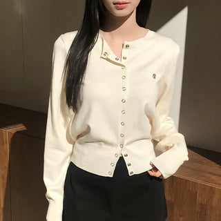 Belts Button Pendant Knit Cardigan