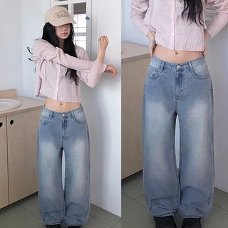 Rota Vintage Medium Blue Semi-wide Denim Pants