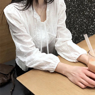 Chiro Delicate Frill Strap Cotton Blouse