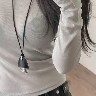 Cerif Leather Pendant Long Necklace
