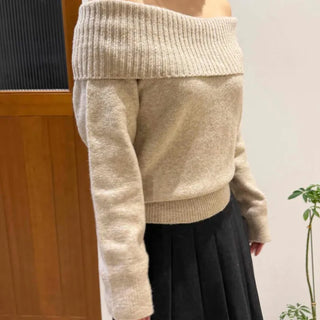 Cozy Off-Shoulder Crop Knit