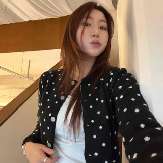Dot Round Knit Cardigan