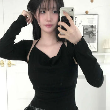 Off-shoulder Button Sweetheart Sleeveless Knit Top