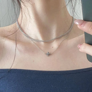 Indercle Cross Layer Necklace [Surgical Steel]