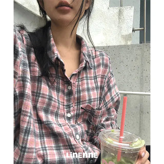 Muted berry check shirt