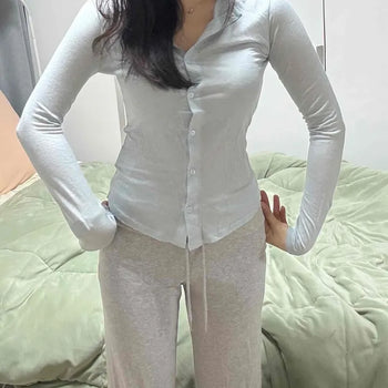 Soft Touch V-Neck Button Slim Cardigan