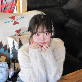 Puff Sleeve V-Neck Soft Knit