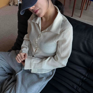 Relaxed Crop See-through Shirt Blouse