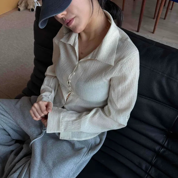 Relaxed Crop See-through Shirt Blouse