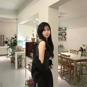 Simple Lace V-Neck Slim Fit Sleeveless Top