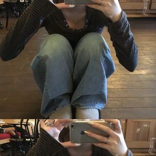 Striped Button Hoodie