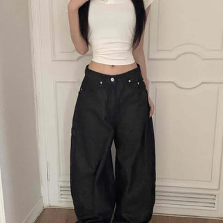 Cross stud balloon denim pants