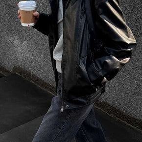 26SS Copper Leather Collar Jacket